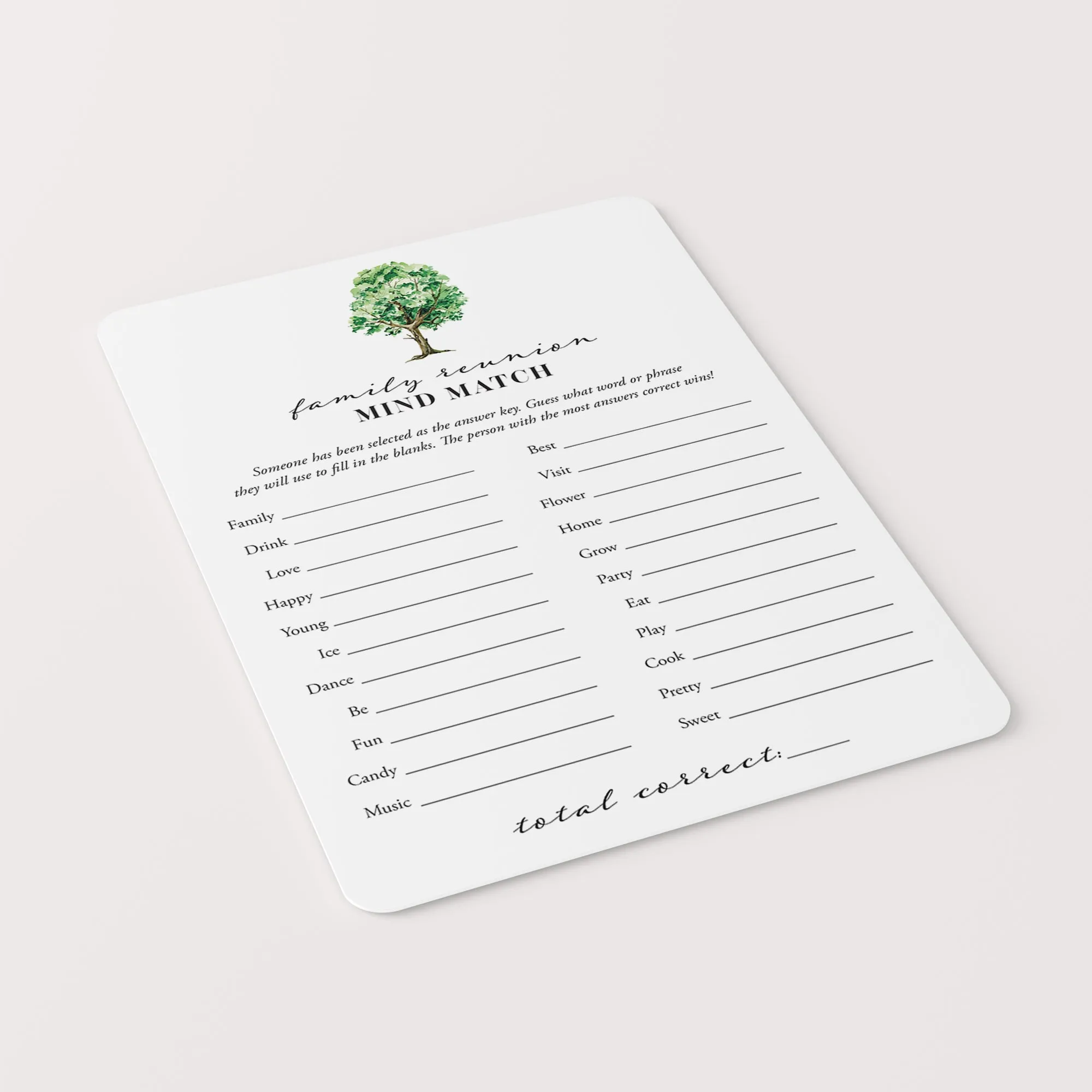 Fun Game for Large Families Printable Mind Match