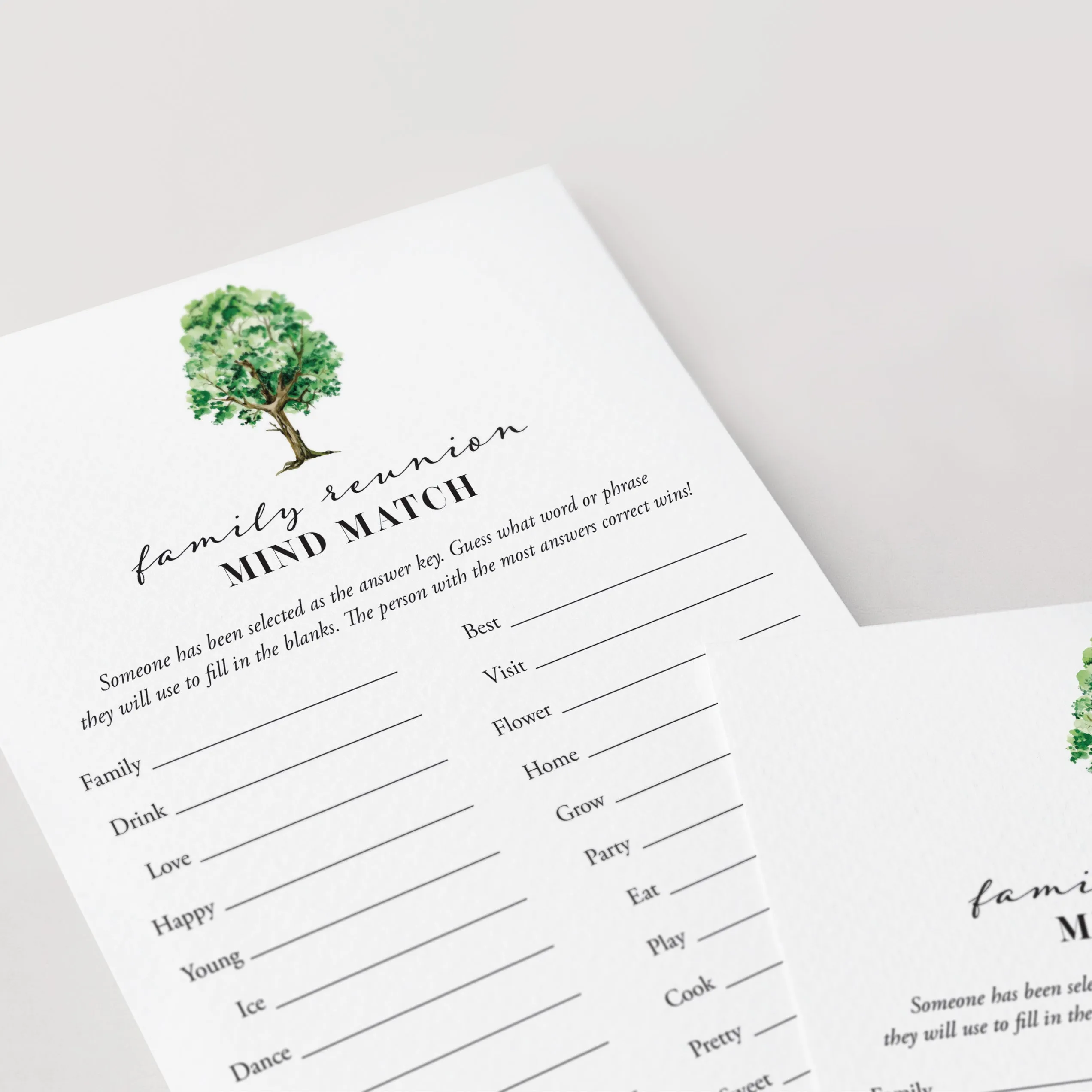 Fun Game for Large Families Printable Mind Match