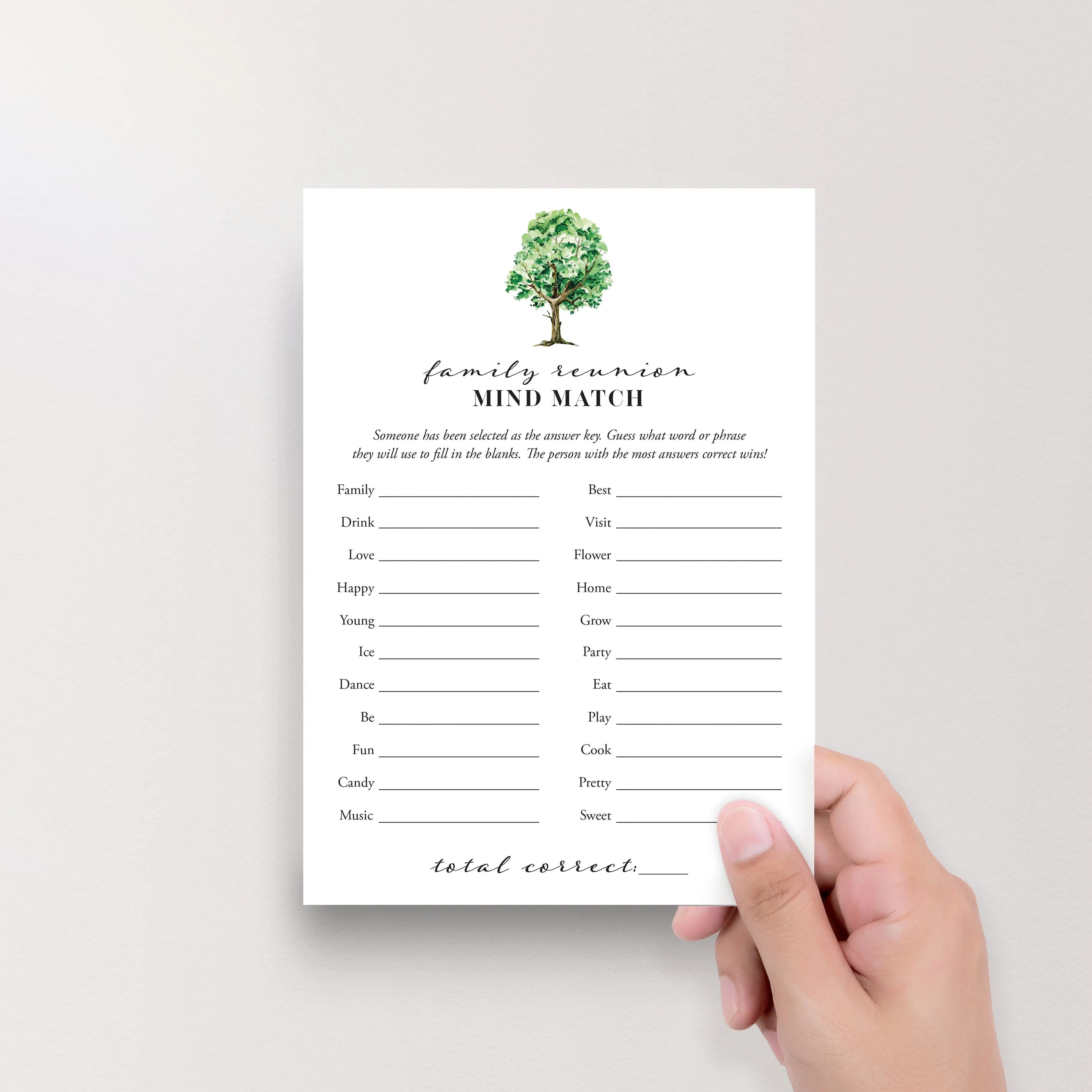 Fun Game for Large Families Printable Mind Match