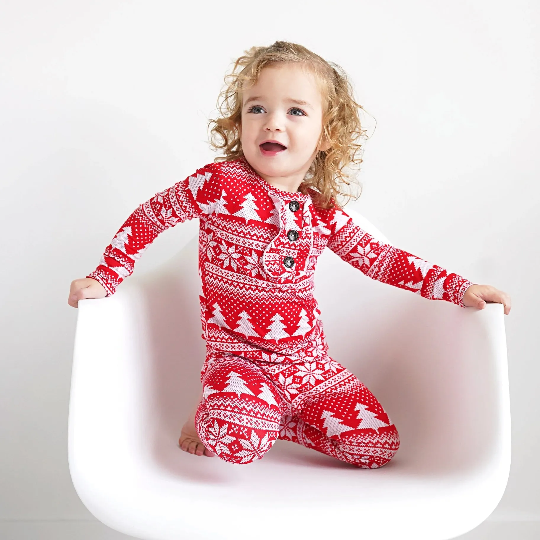 Gigi and Max Clark Christmas Sweater Ruffle 2pc Pajama Set