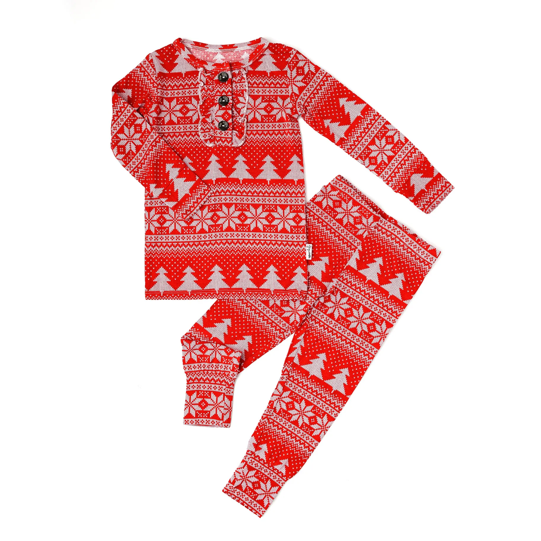 Gigi and Max Clark Christmas Sweater Ruffle 2pc Pajama Set
