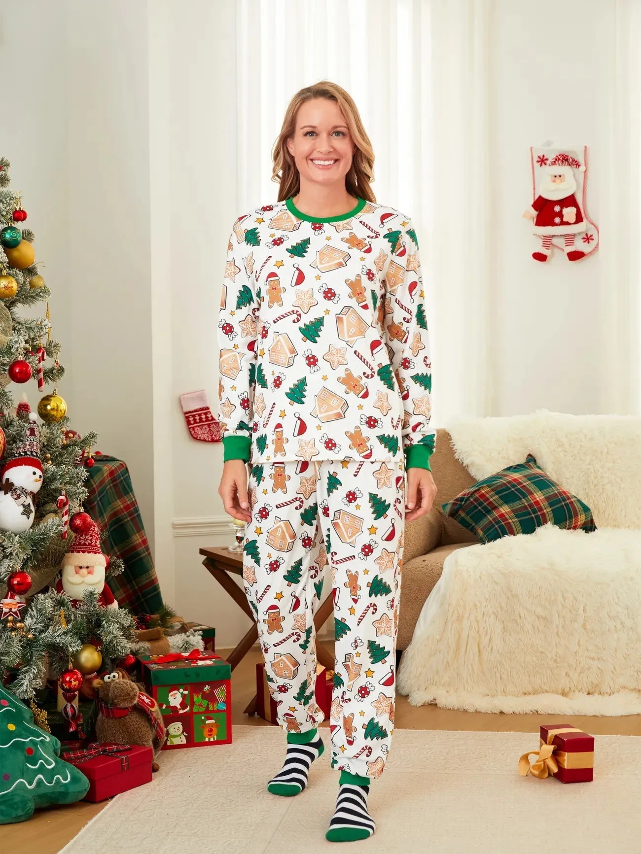 Gingerbread And Holiday Family Matching Pajama Set