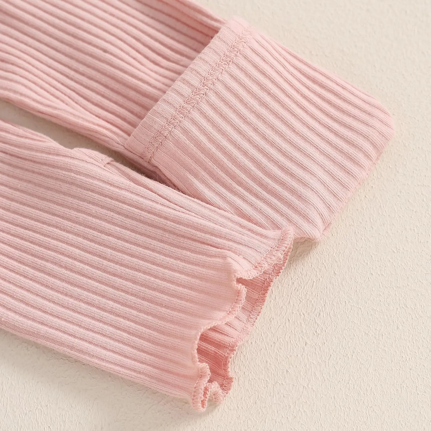 GOOCHEER 2Pcs Newborn Baby Girl Coming Home Outfit Mitten Cuffs Solid Knitted Long Sleeve T-Shirt Tops Pans Set Fall Clothes