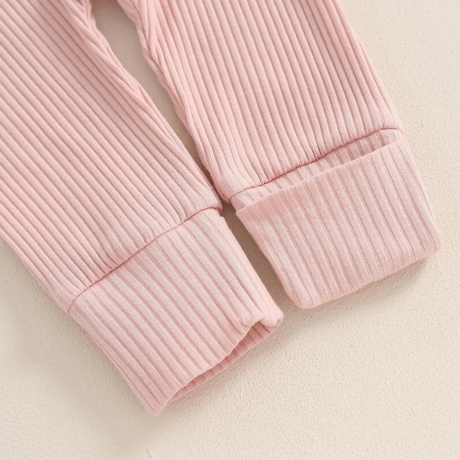 GOOCHEER 2Pcs Newborn Baby Girl Coming Home Outfit Mitten Cuffs Solid Knitted Long Sleeve T-Shirt Tops Pans Set Fall Clothes