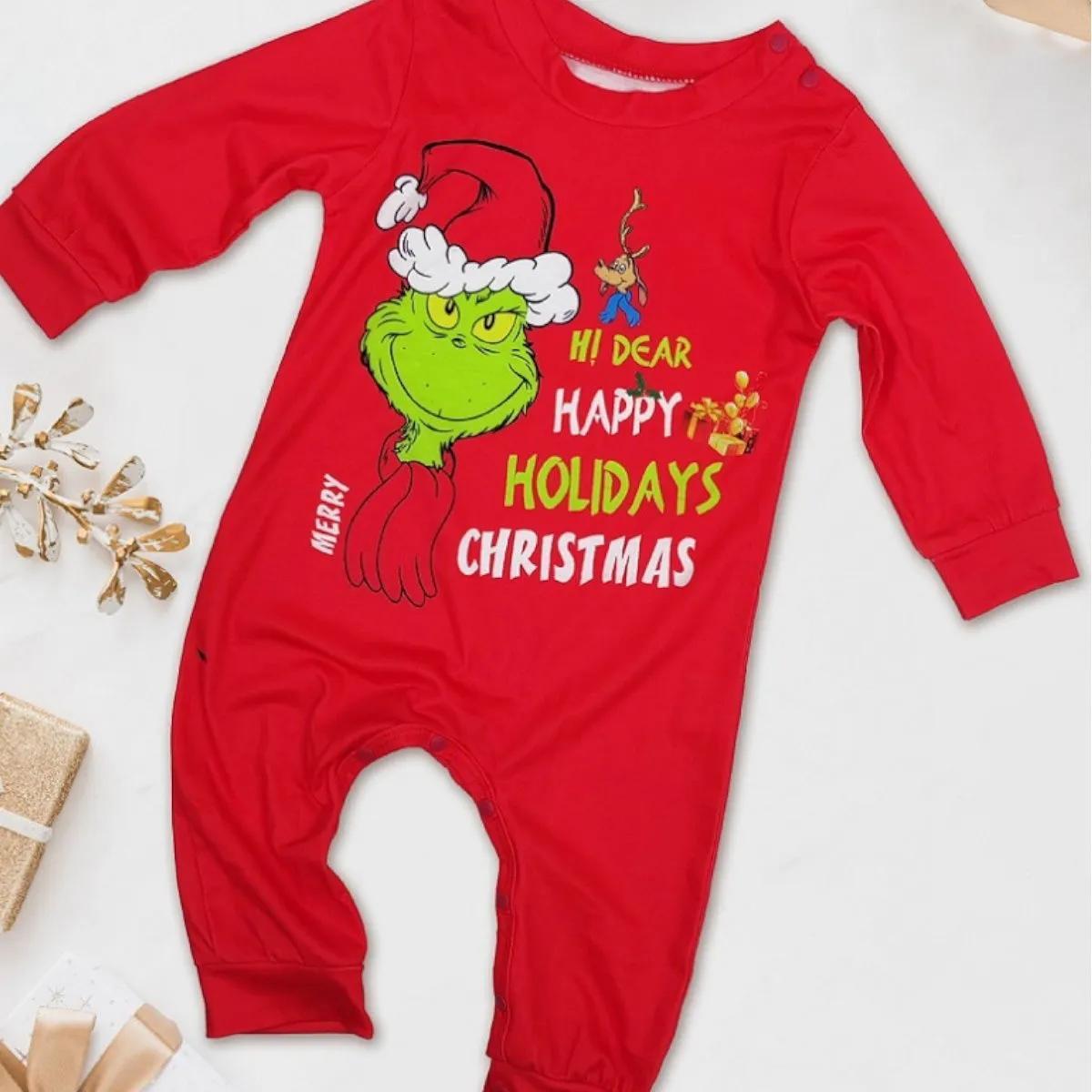 Grinch Family Pajamas for Christmas Family Matching Xmas Nightwear Sleepwear PJs Set