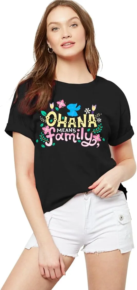 Hawaiian Shirts Women Ohana Means Family Shirt Hawaii Tropical Graphic Tees Summer Beach Tops Vacation Camping Outfits