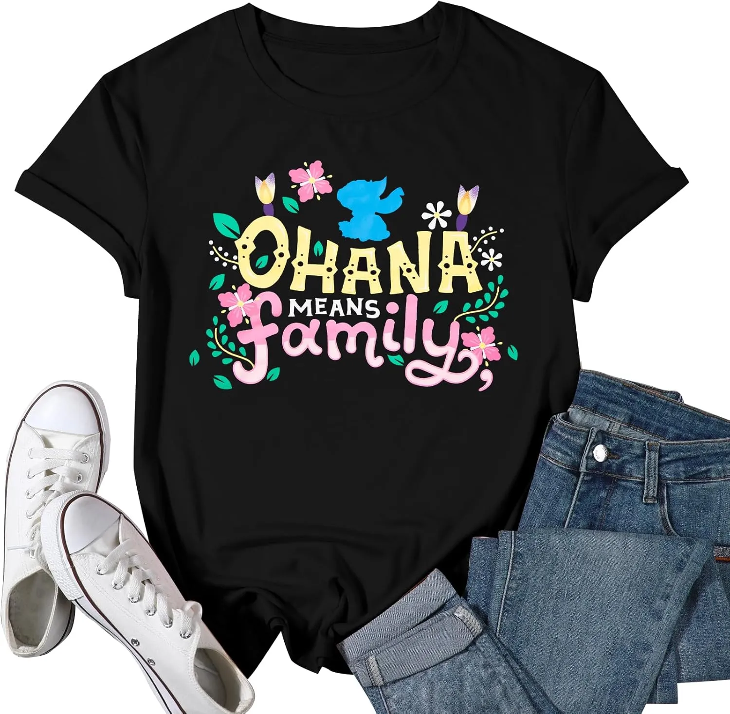 Hawaiian Shirts Women Ohana Means Family Shirt Hawaii Tropical Graphic Tees Summer Beach Tops Vacation Camping Outfits