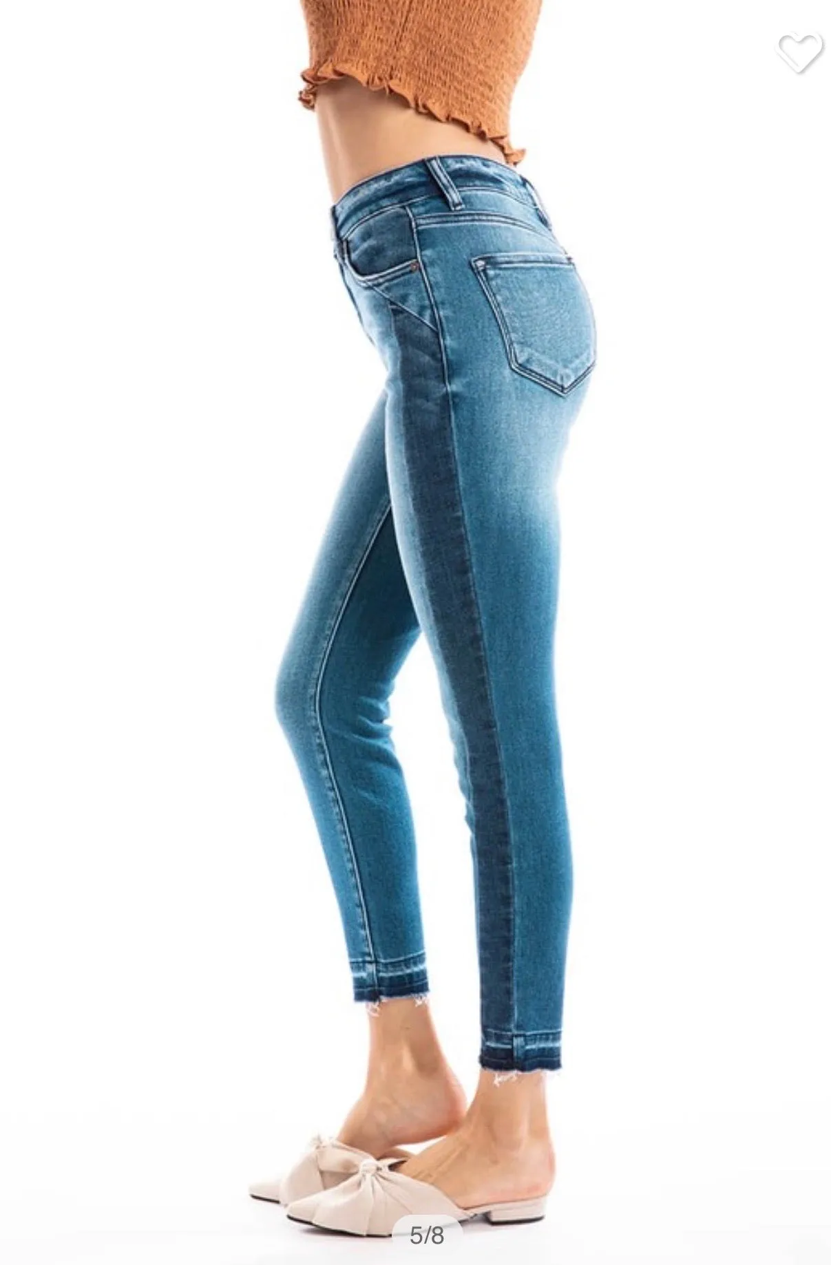 High rise hem detail skinny ankle jeans