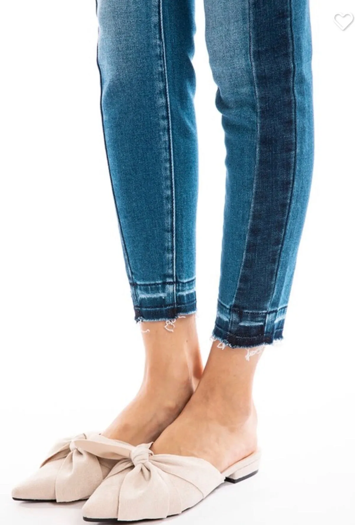 High rise hem detail skinny ankle jeans