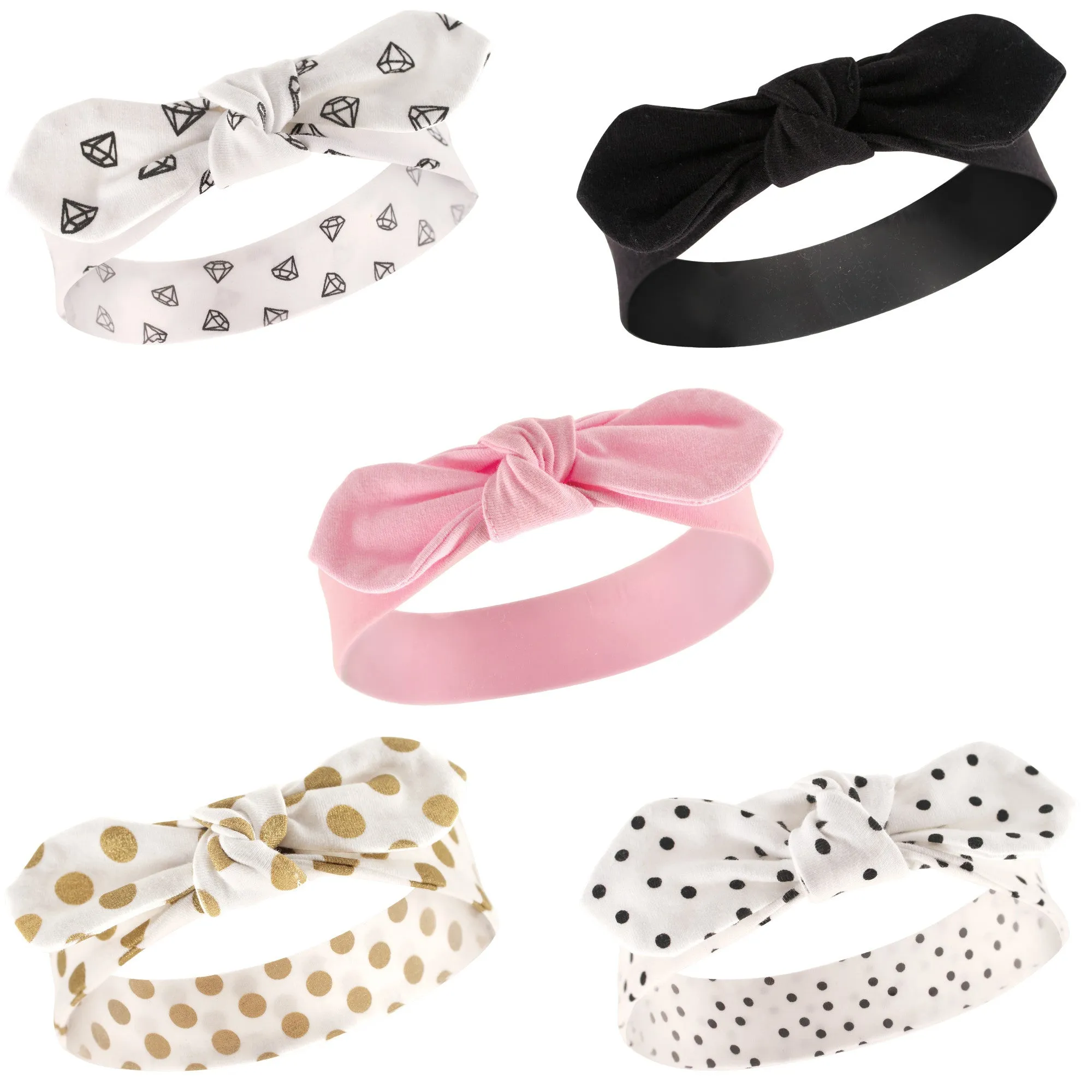 Hudson Baby Cotton and Synthetic Headbands, Gold Dot