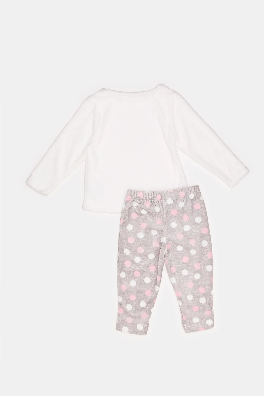 Infant Girls White Bunny Print Velour Pyjama Set (2 Piece)