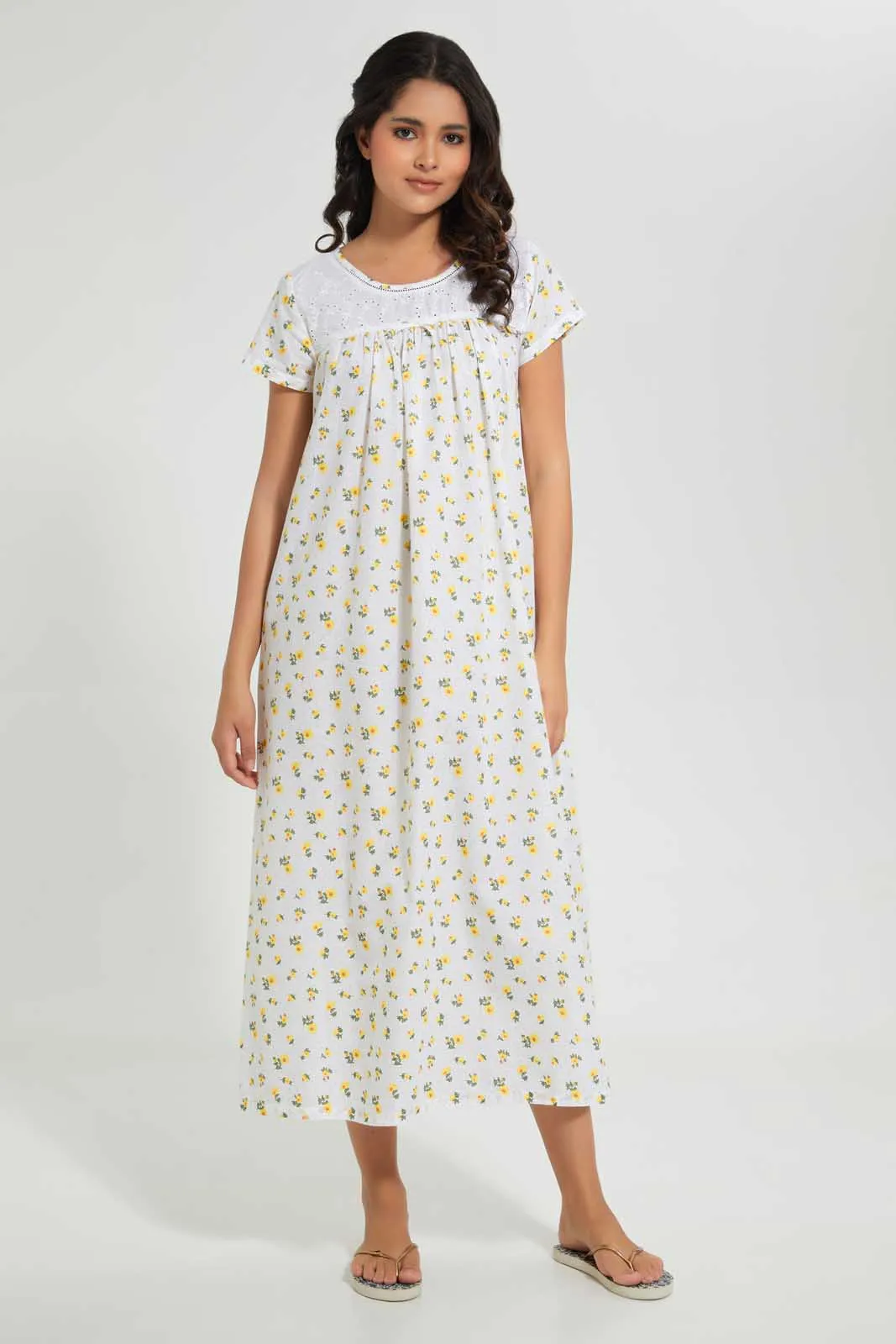 Ivory Floral Nightgown
