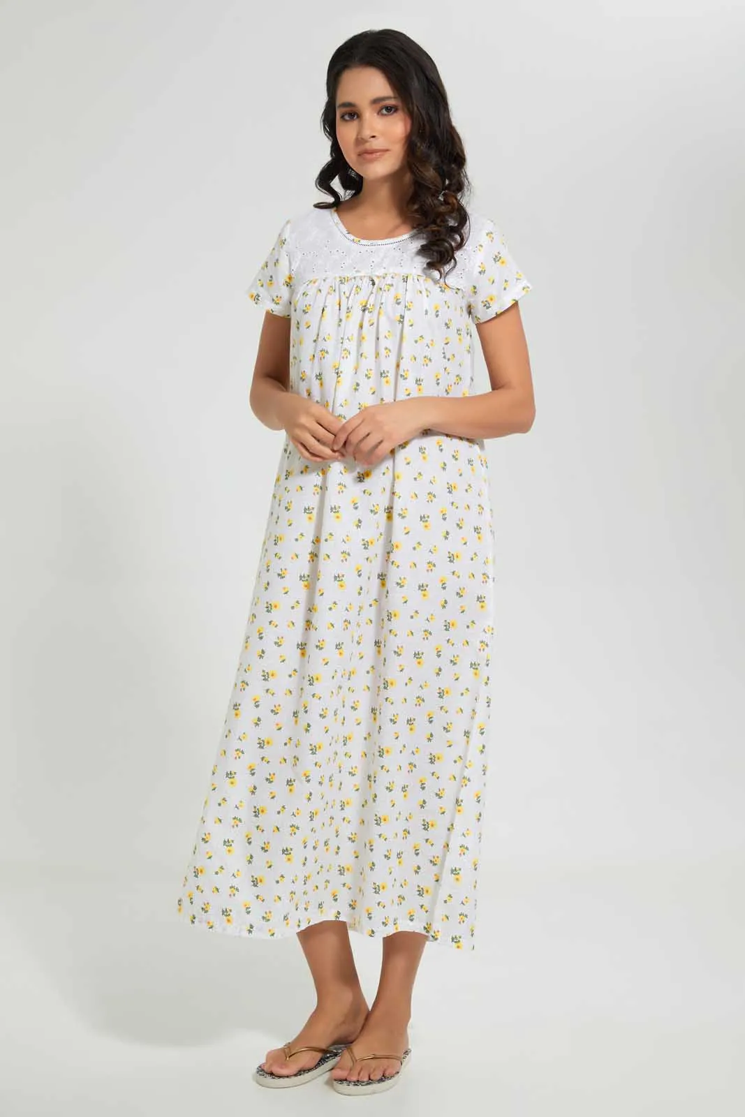 Ivory Floral Nightgown