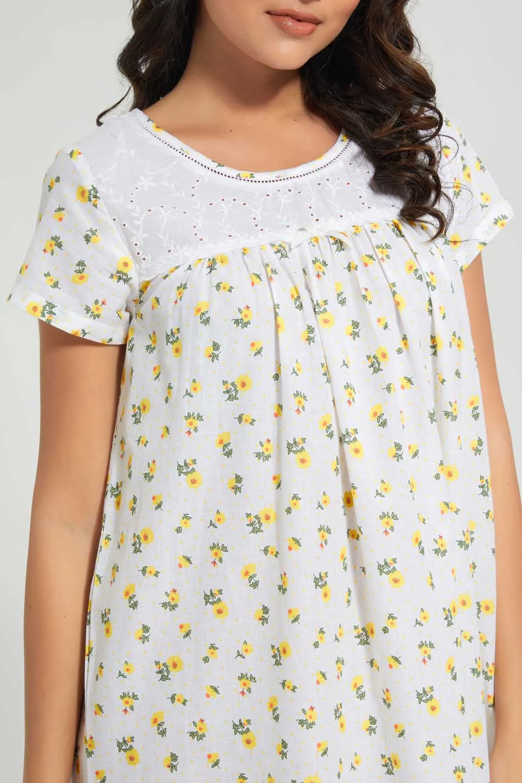Ivory Floral Nightgown