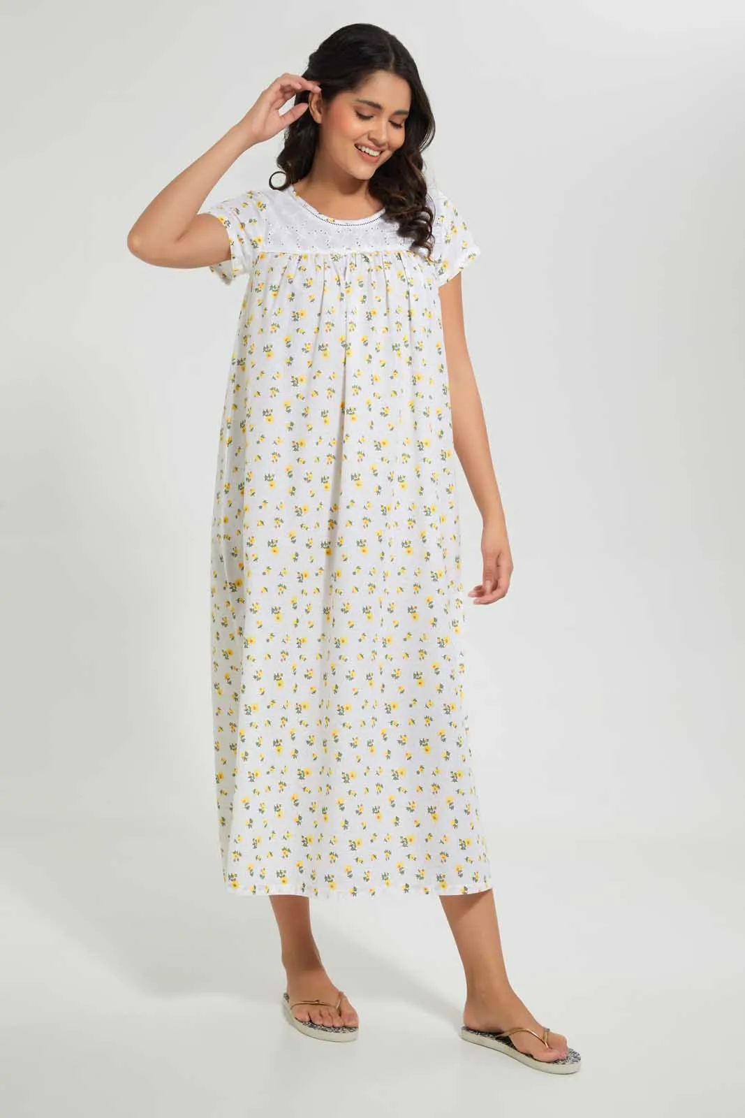 Ivory Floral Nightgown