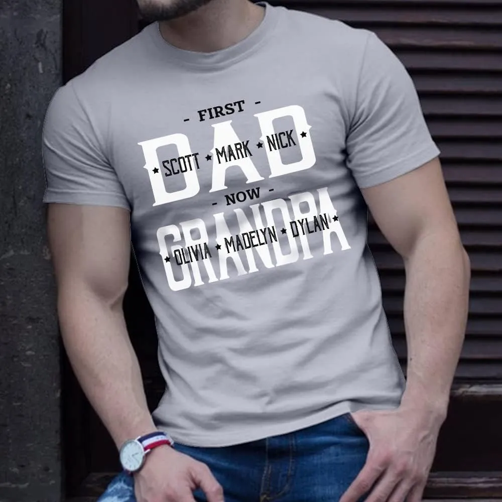 IZI POD - Personalized Papa Kids Grandkids Name T-Shirt for Men,Custom Papa Birthday Christmas for Grandpa