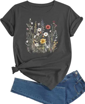 J&DHUASHA Women's Shirt Funny Graphic Tshirt Casual Short Sleeve Tee Tops