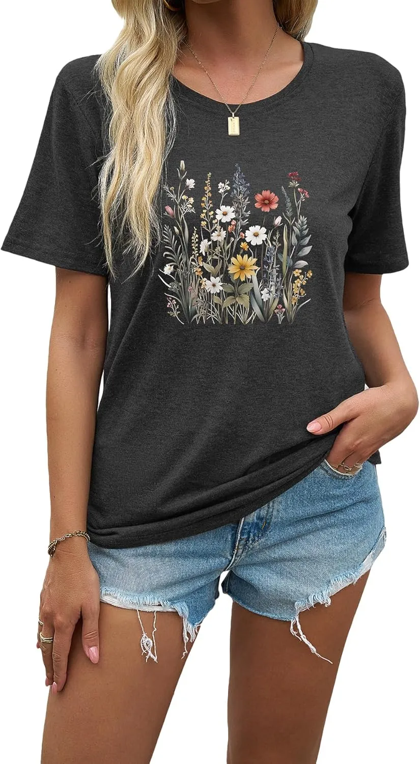 J&DHUASHA Women's Shirt Funny Graphic Tshirt Casual Short Sleeve Tee Tops