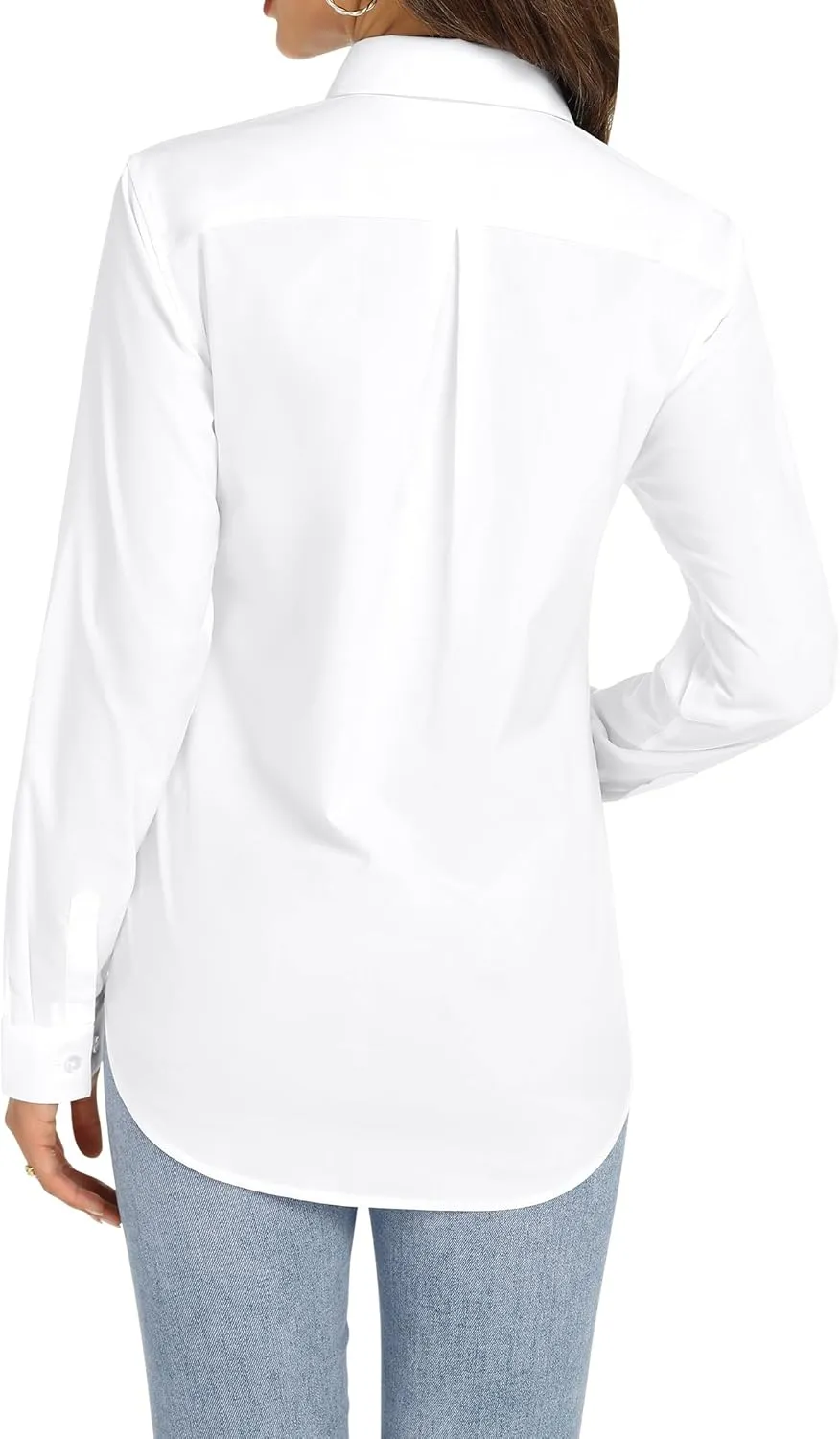 J.VER Womens Button Down Shirt Long Sleeve Dress Shirts Stretch Solid Work Blouse Collared Shirts for Business Office
