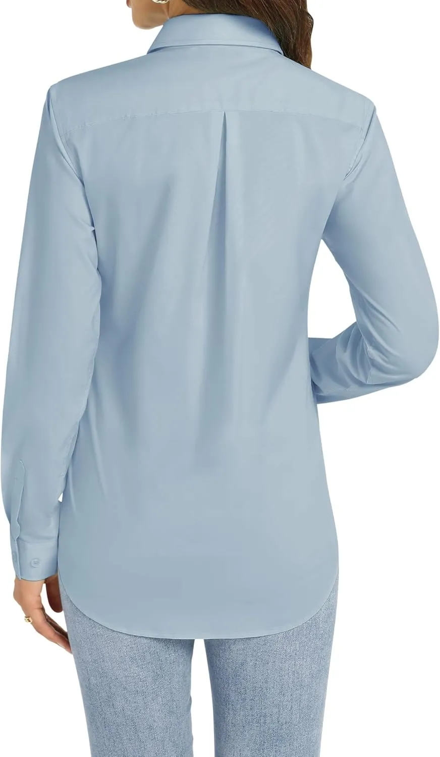 J.VER Womens Button Down Shirt Long Sleeve Dress Shirts Stretch Solid Work Blouse Collared Shirts for Business Office