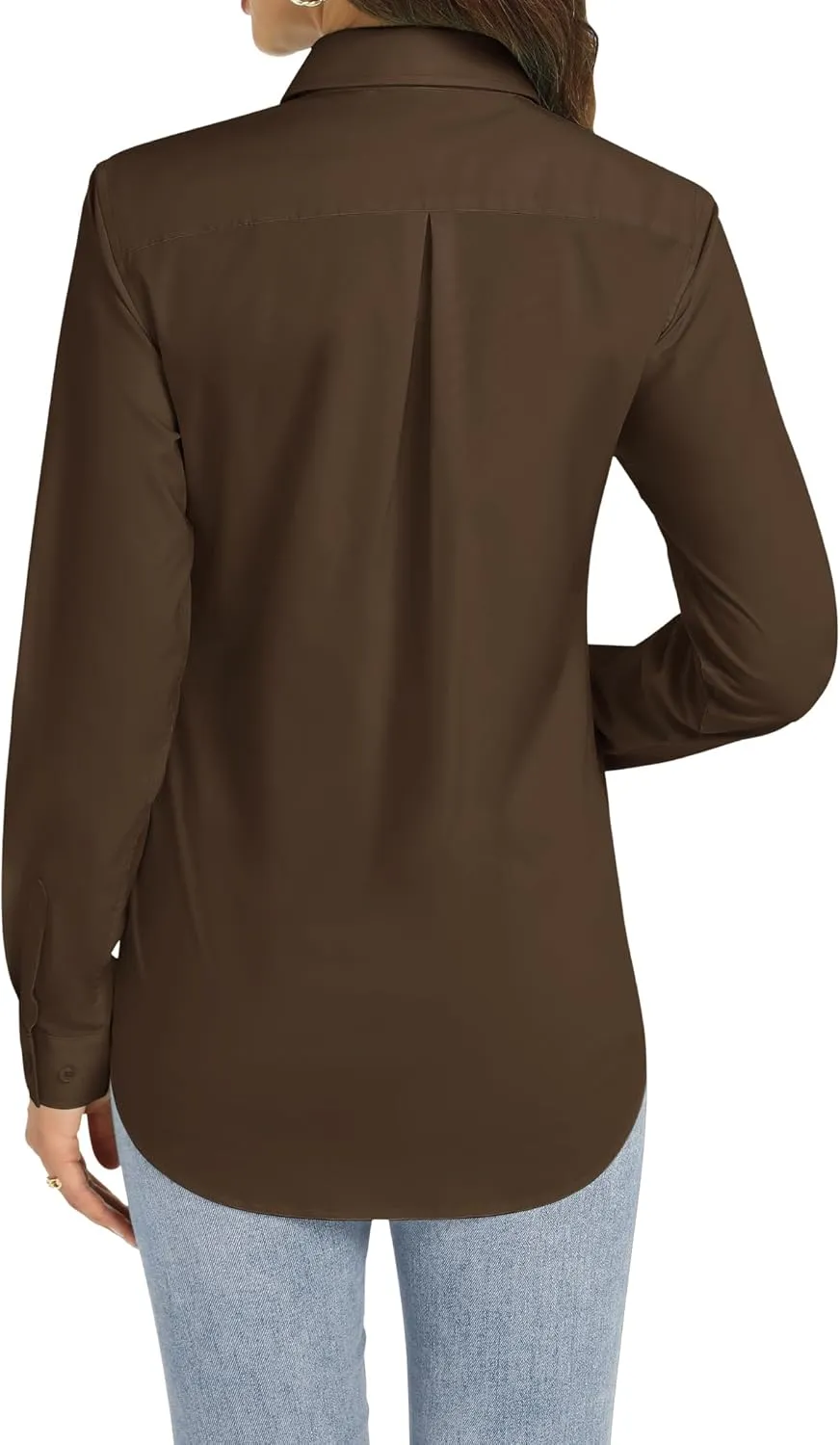 J.VER Womens Button Down Shirt Long Sleeve Dress Shirts Stretch Solid Work Blouse Collared Shirts for Business Office