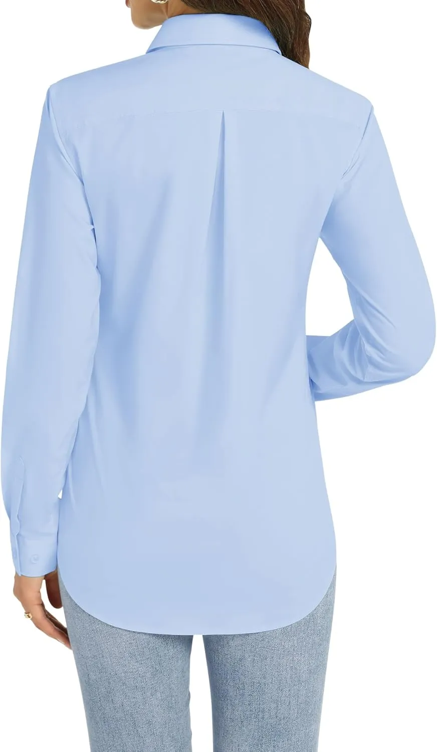 J.VER Womens Button Down Shirt Long Sleeve Dress Shirts Stretch Solid Work Blouse Collared Shirts for Business Office
