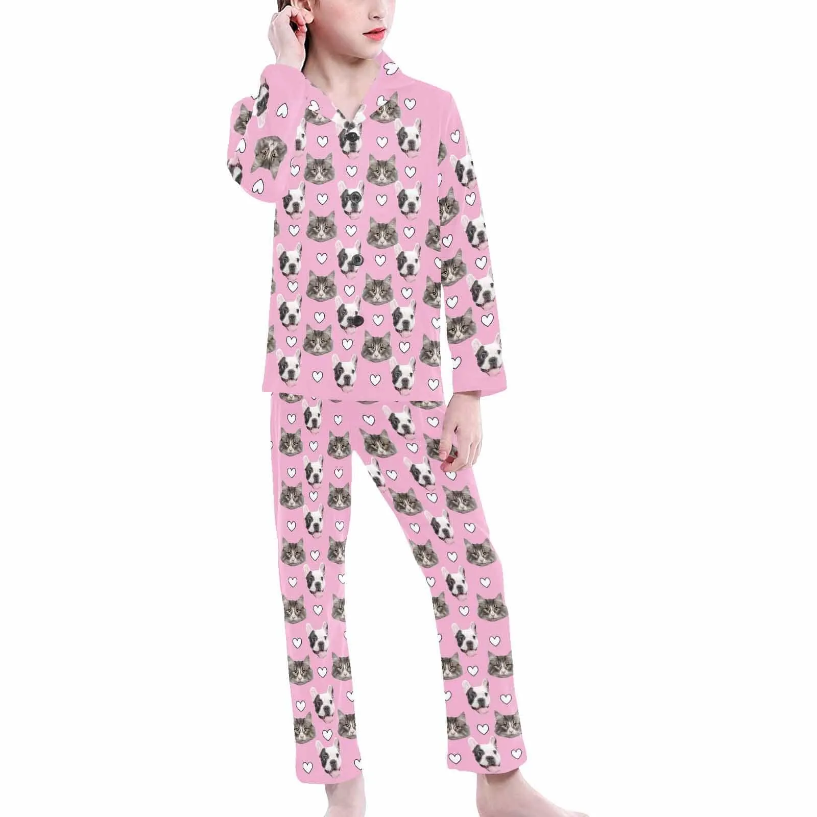 Kid's Pajamas Custom Sleepwear with Pet Dog Face Personalized Pajama Set For Boys&Girls 2-15Y