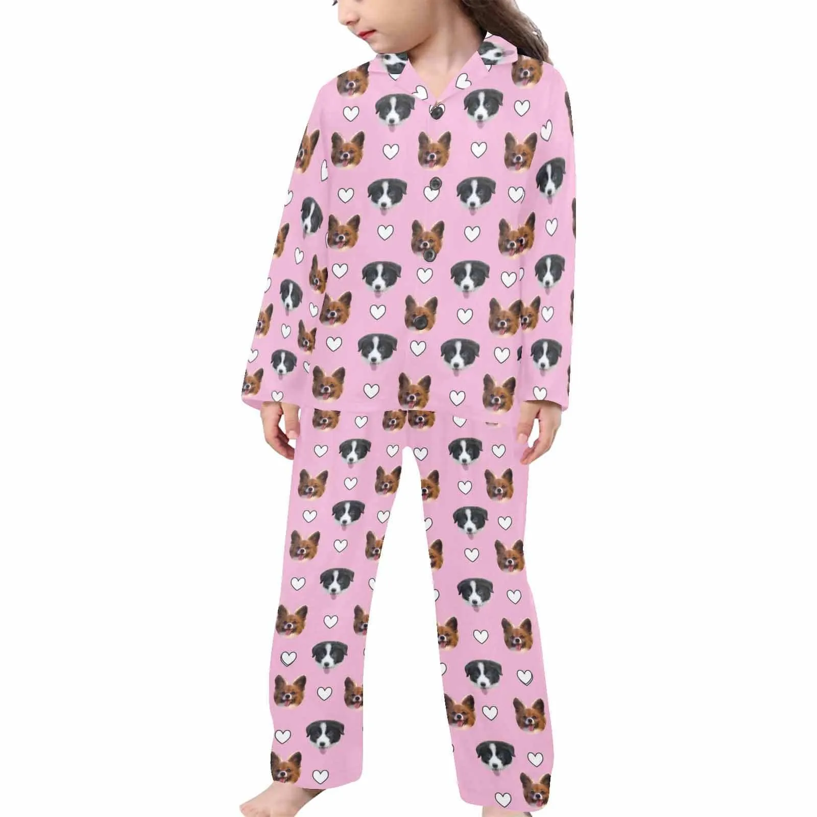 Kid's Pajamas Custom Sleepwear with Pet Dog Face Personalized Pajama Set For Boys&Girls 2-15Y