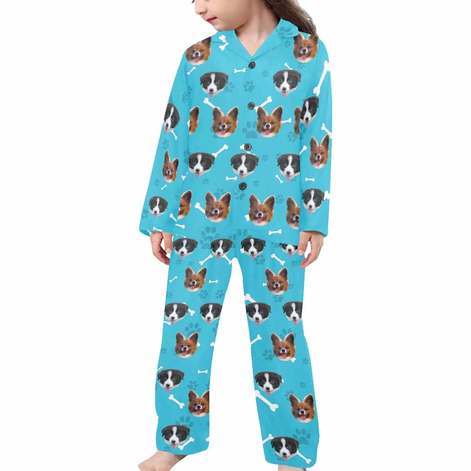 Kid's Pajamas Custom Sleepwear with Pet Dog Face Personalized Pajama Set For Boys&Girls 2-15Y