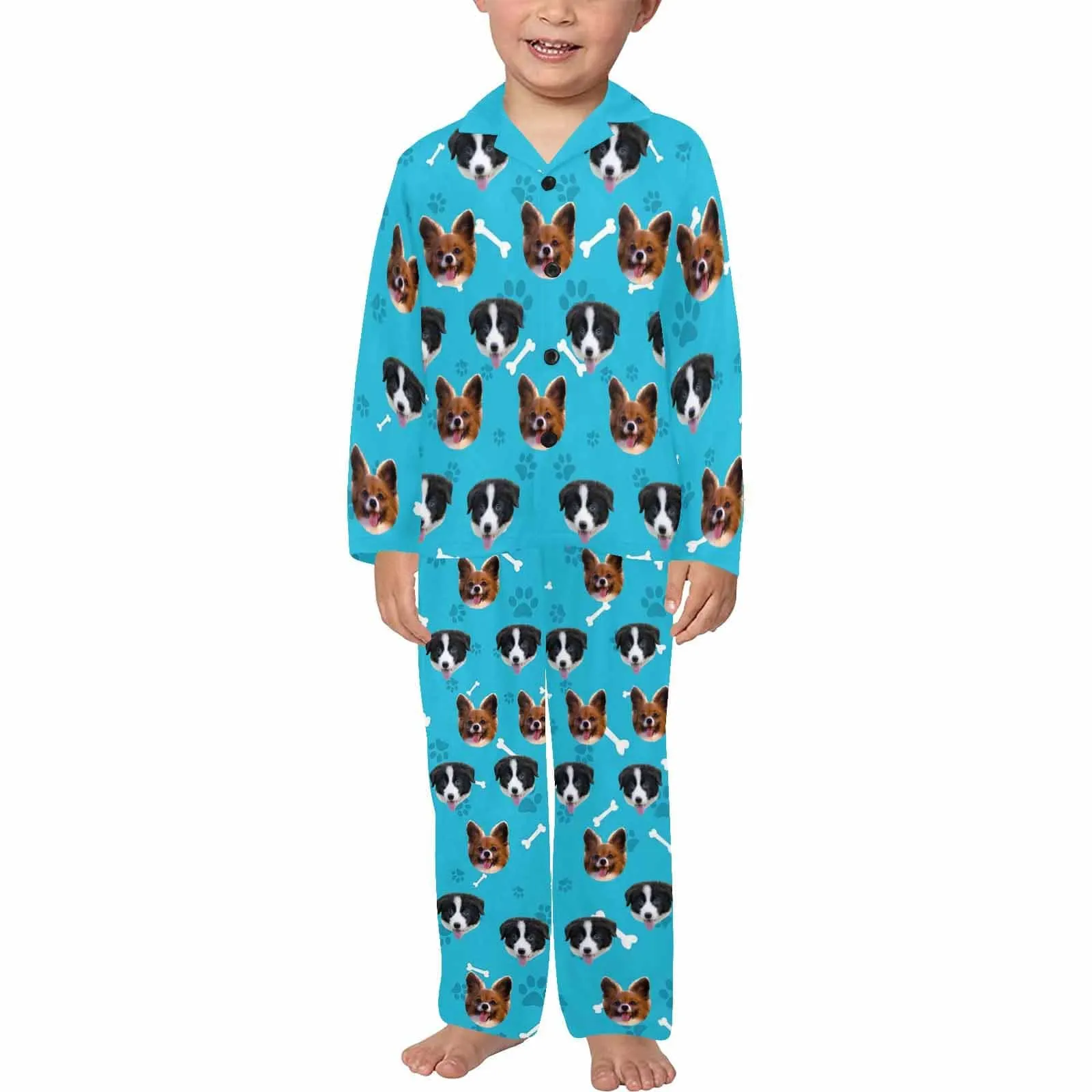 Kid's Pajamas Custom Sleepwear with Pet Dog Face Personalized Pajama Set For Boys&Girls 2-15Y