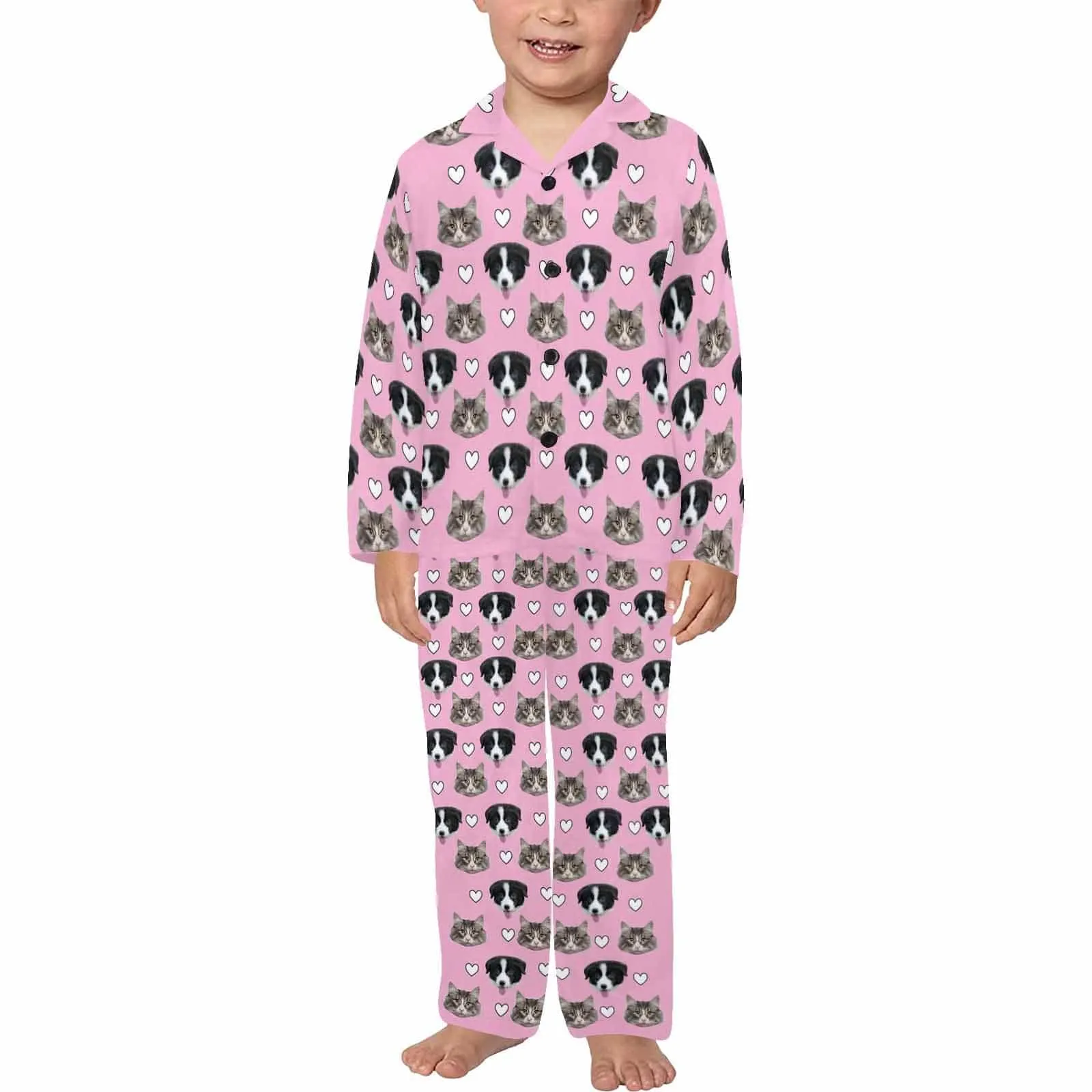 Kid's Pajamas Custom Sleepwear with Pet Dog Face Personalized Pajama Set For Boys&Girls 2-15Y