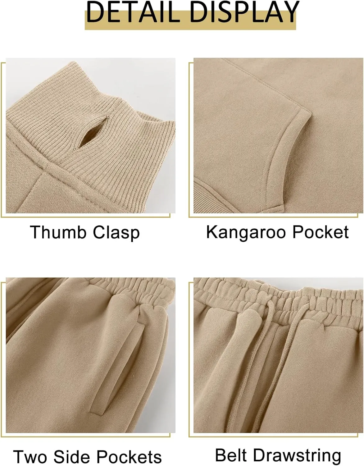 Kissonic Women's Fleece Jogger Sets 2 Pieces Sweatsuits Outfits Crop Top Hoodies Jogger Pants