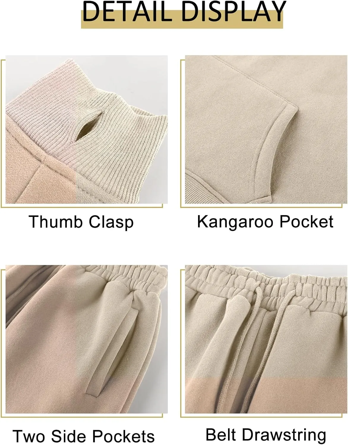 Kissonic Women's Fleece Jogger Sets 2 Pieces Sweatsuits Outfits Crop Top Hoodies Jogger Pants
