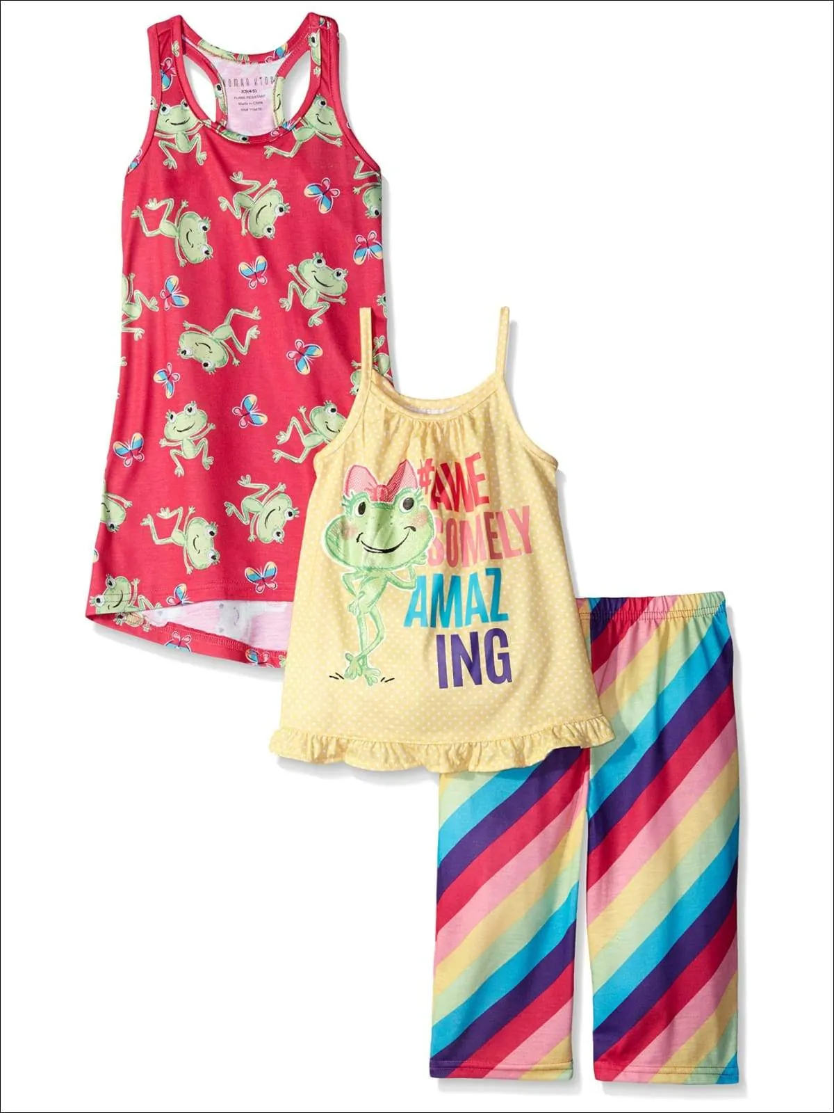 Komar Kids Big Girls "Awesomely Amazing" 3 Piece Pajama Set