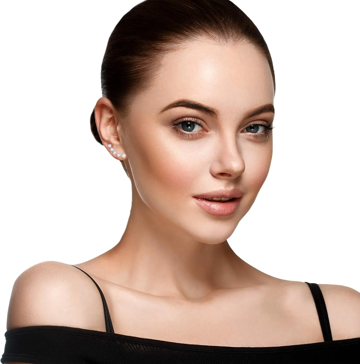 LOYALLOOK 6 Pairs Ear Cuffs Hoop Climber Earrings for Women CZ Leaf Crawler Stud Earring Ball Arrow Cuff Earrings Set