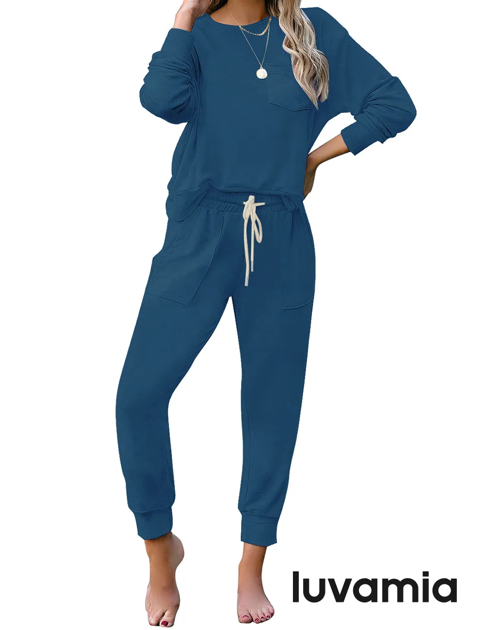 luvamia Women Tie Dye Pajama Sets Long Sleeve Tops and Pants PJ Sets Joggers Loungewear Sleepwear