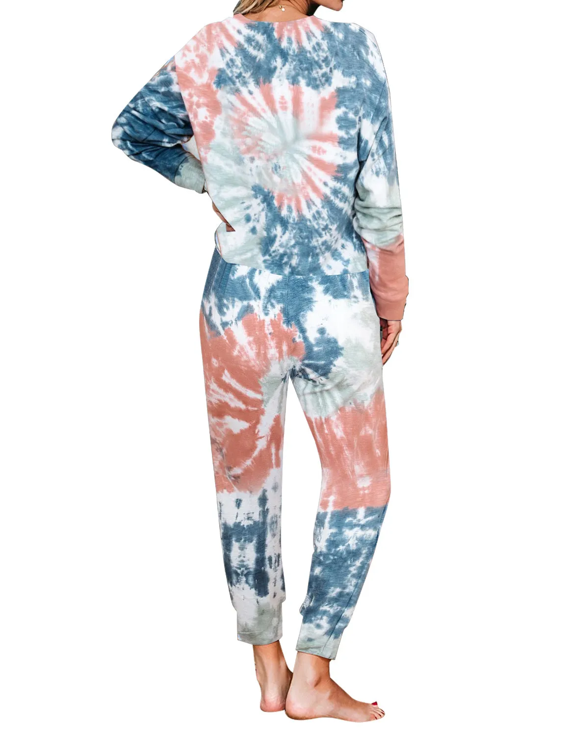 luvamia Women Tie Dye Pajama Sets Long Sleeve Tops and Pants PJ Sets Joggers Loungewear Sleepwear