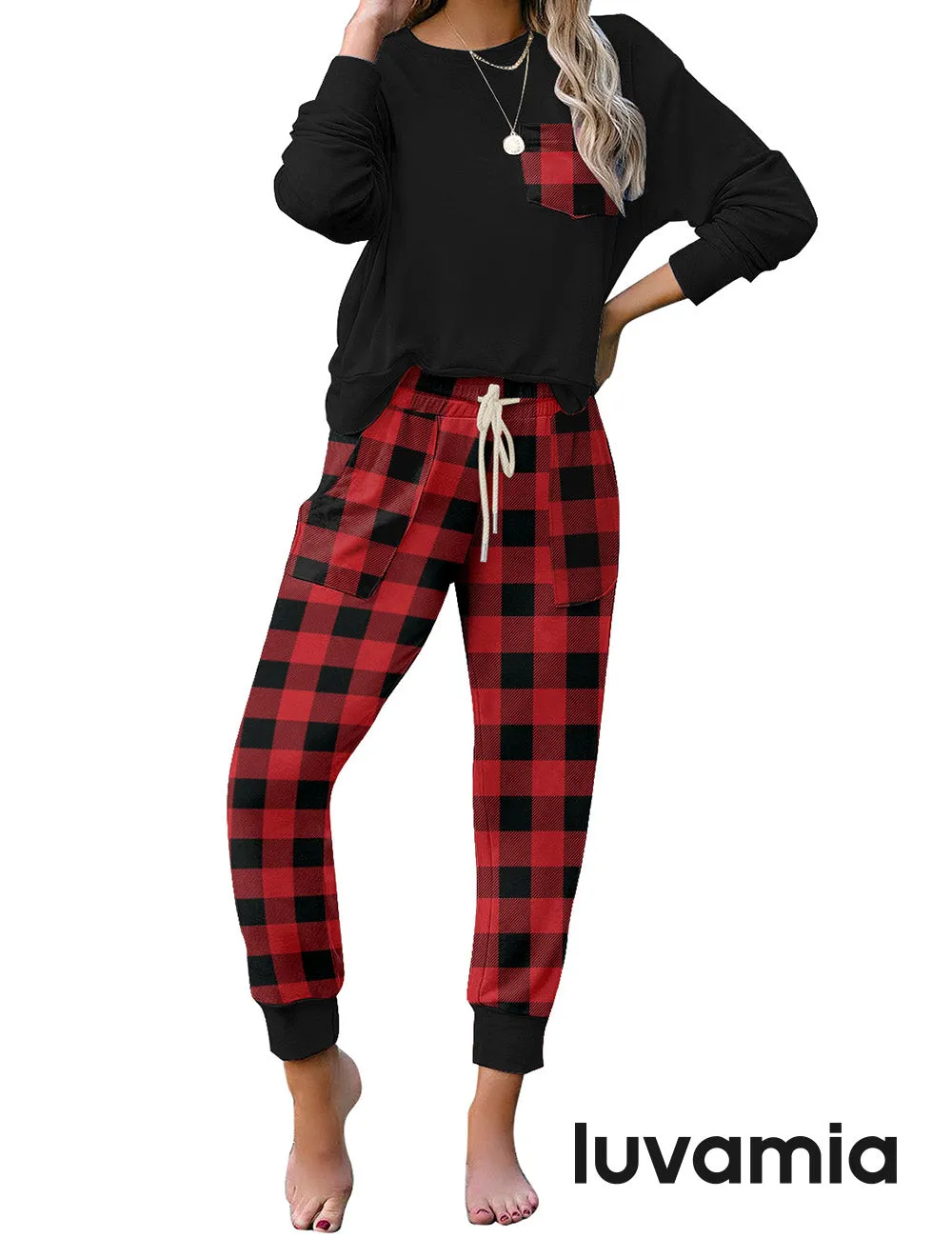 luvamia Women Tie Dye Pajama Sets Long Sleeve Tops and Pants PJ Sets Joggers Loungewear Sleepwear