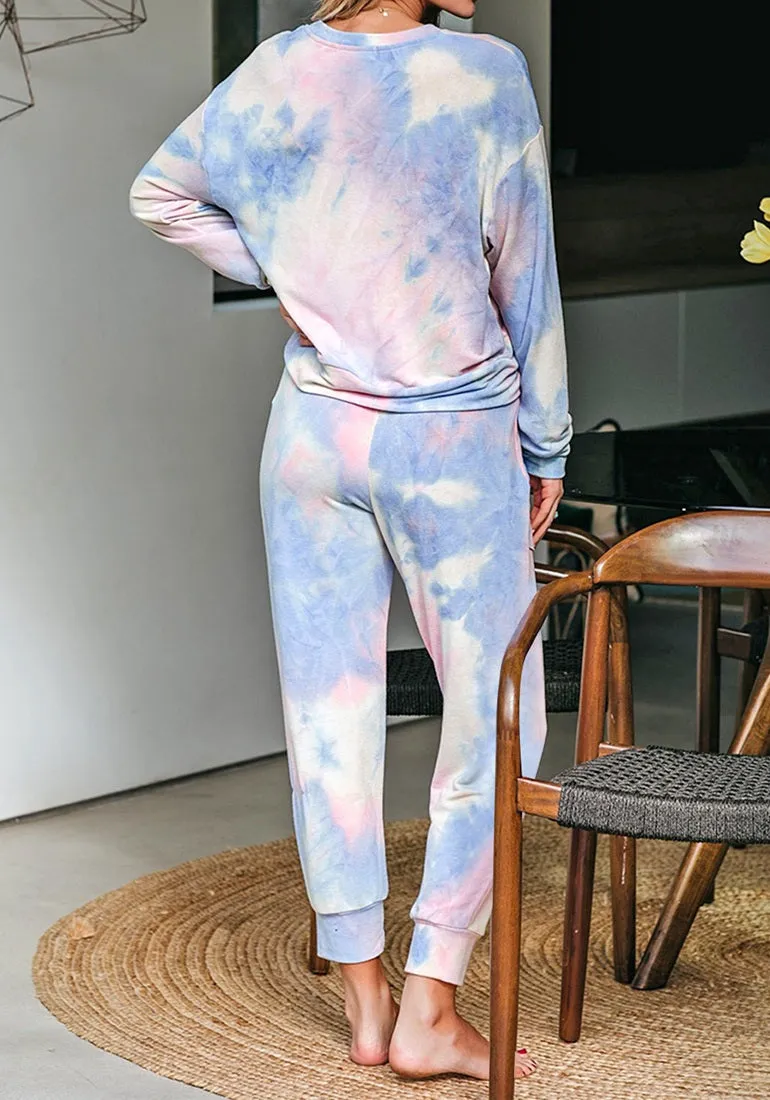 luvamia Women Tie Dye Pajama Sets Long Sleeve Tops and Pants PJ Sets Joggers Loungewear Sleepwear
