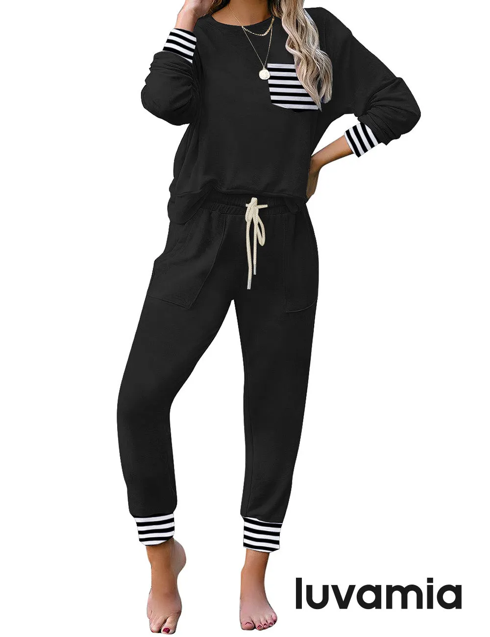 luvamia Women Tie Dye Pajama Sets Long Sleeve Tops and Pants PJ Sets Joggers Loungewear Sleepwear