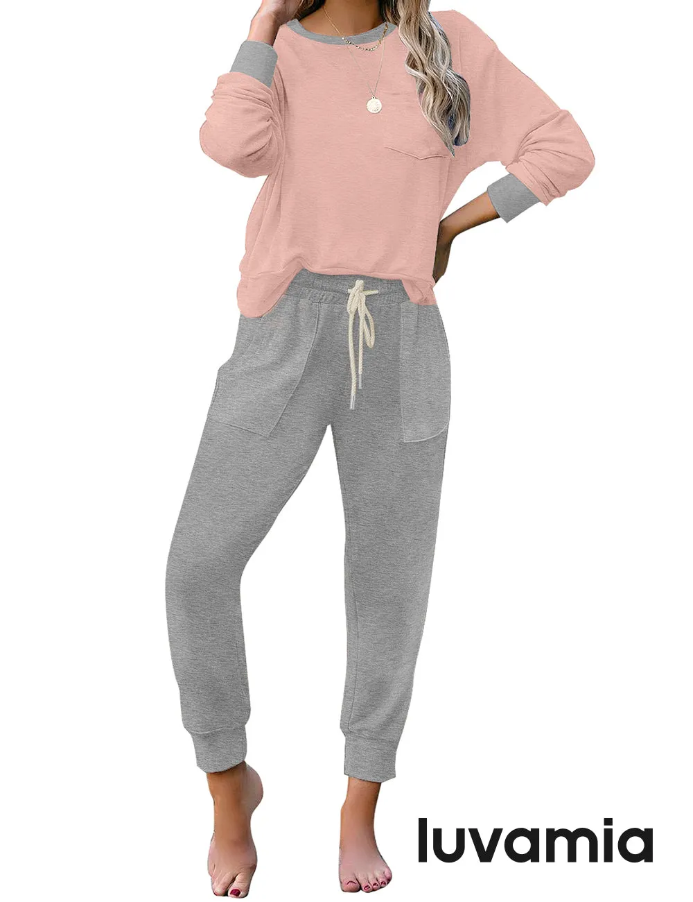 luvamia Women Tie Dye Pajama Sets Long Sleeve Tops and Pants PJ Sets Joggers Loungewear Sleepwear