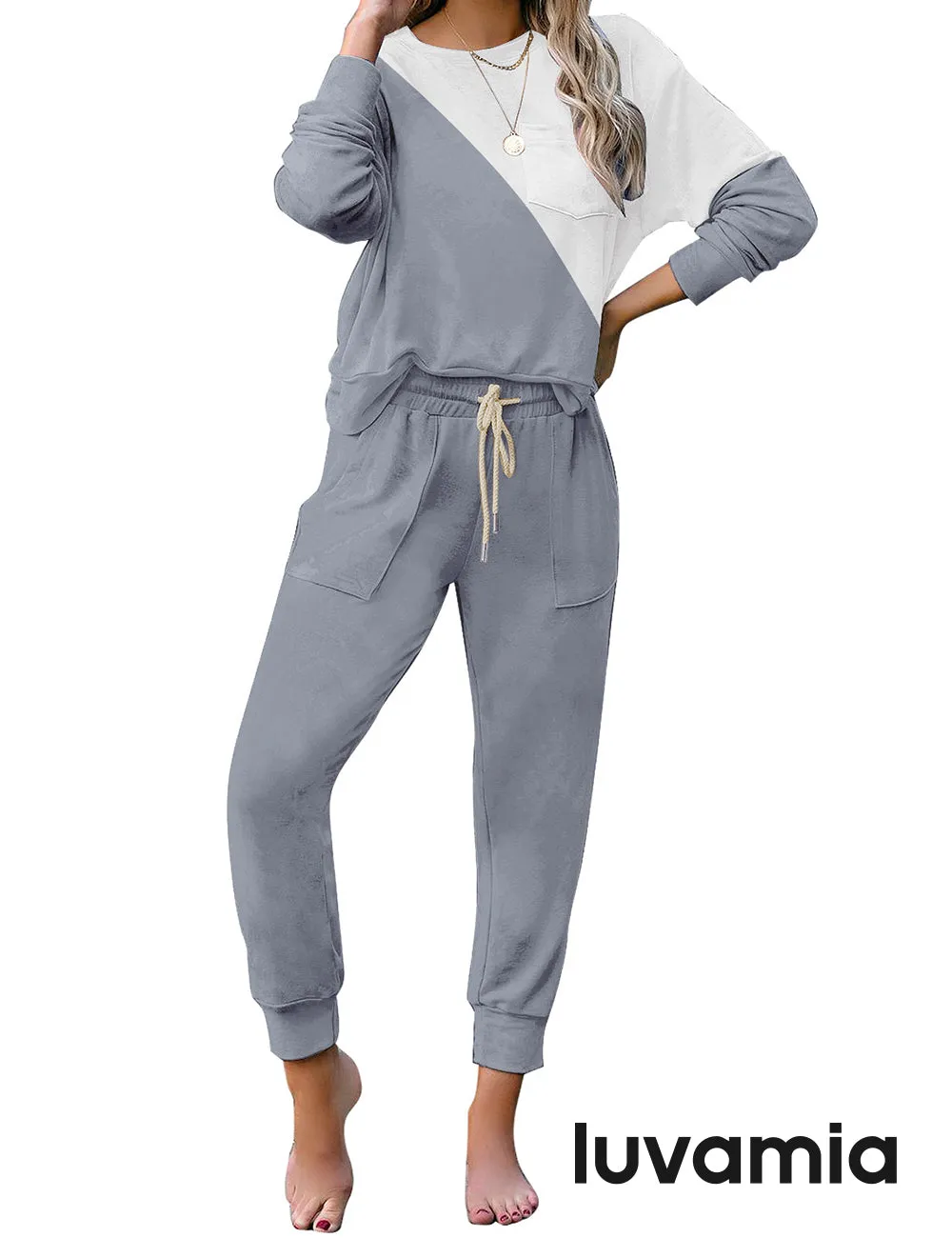 luvamia Women Tie Dye Pajama Sets Long Sleeve Tops and Pants PJ Sets Joggers Loungewear Sleepwear
