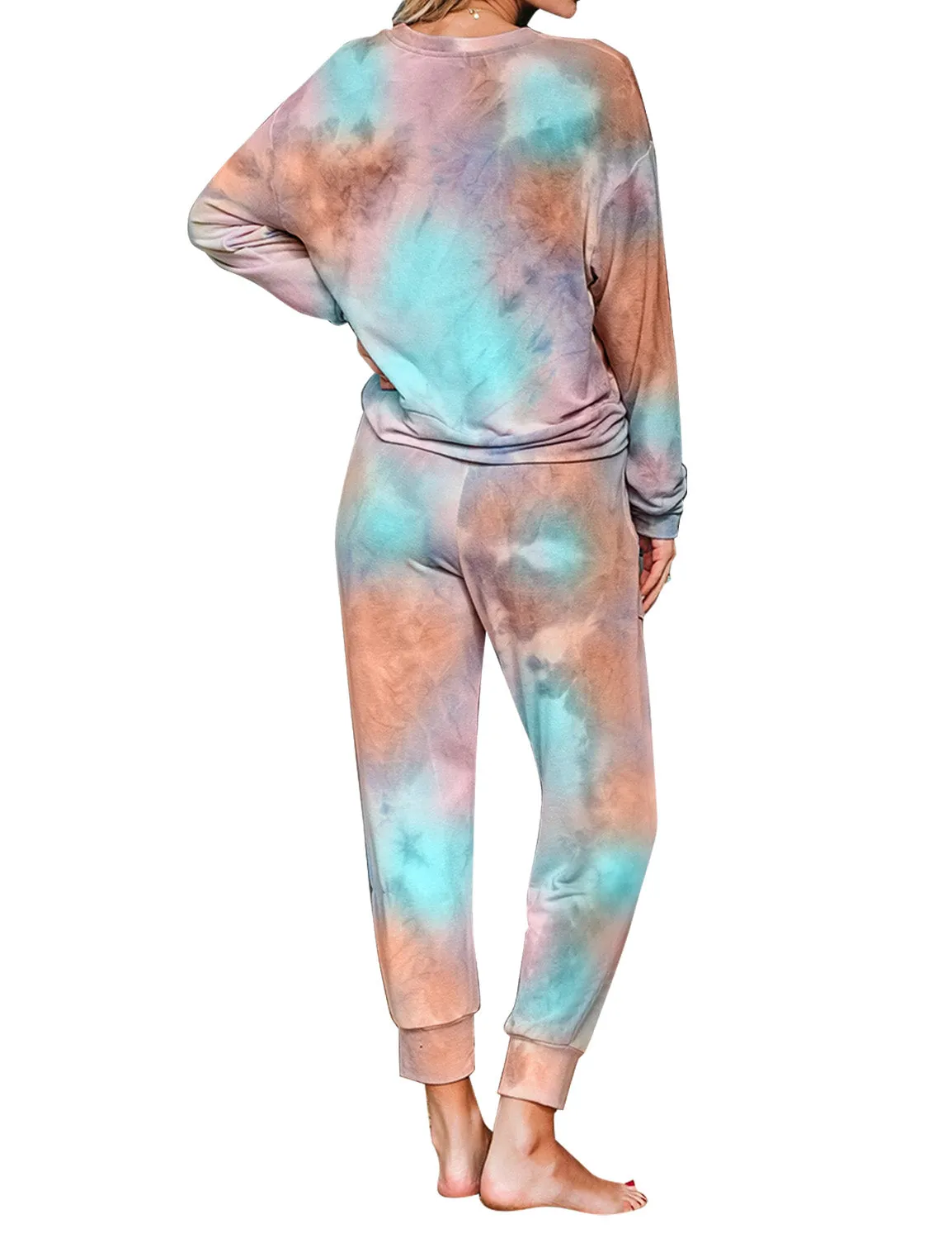 luvamia Women Tie Dye Pajama Sets Long Sleeve Tops and Pants PJ Sets Joggers Loungewear Sleepwear