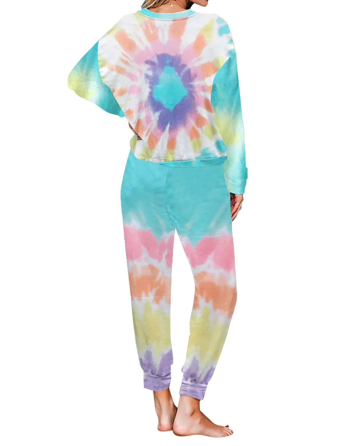 luvamia Women Tie Dye Pajama Sets Long Sleeve Tops and Pants PJ Sets Joggers Loungewear Sleepwear