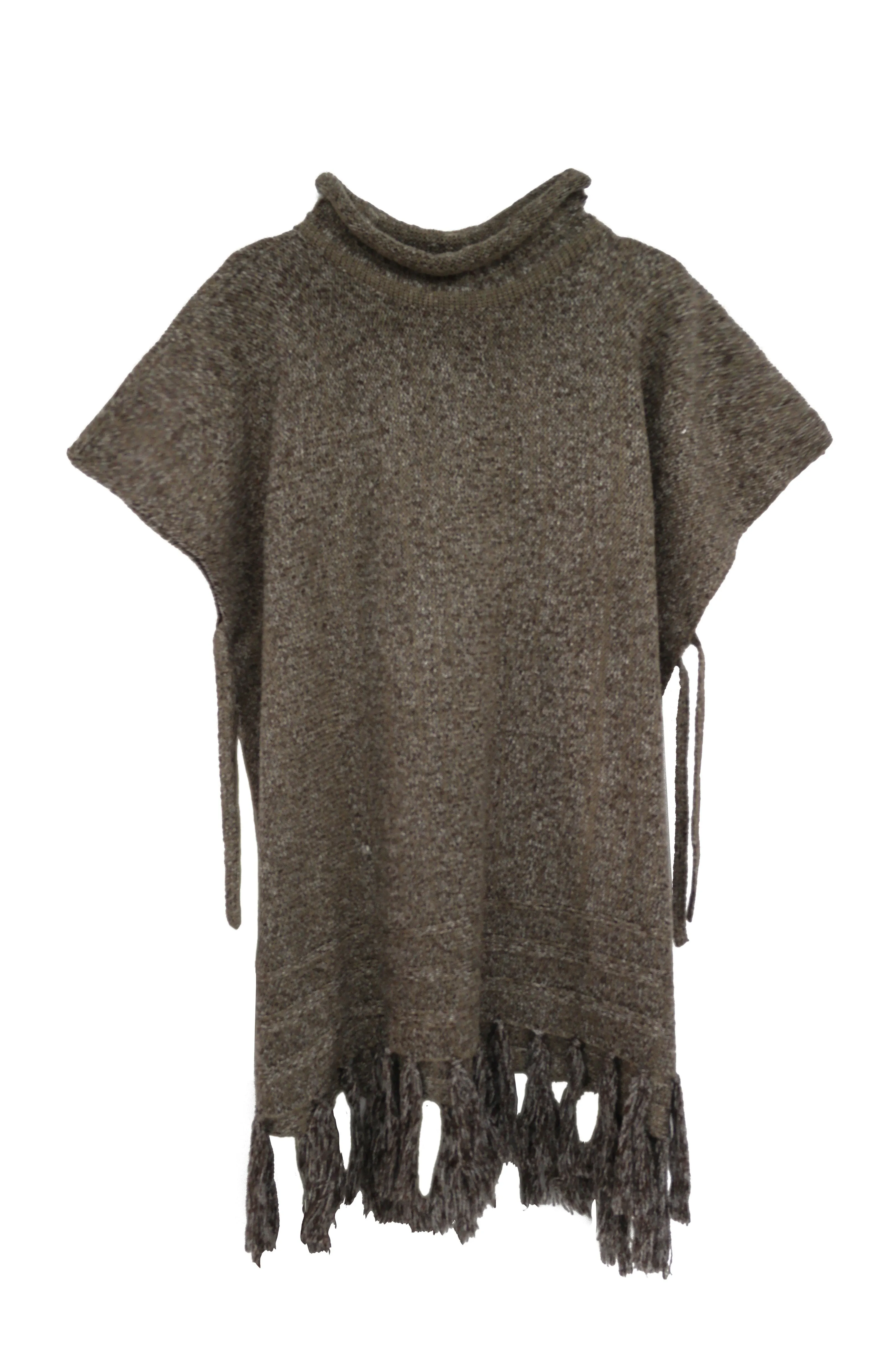 Marled Woven Turtleneck Poncho