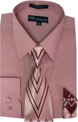Men's Long Sleeve Dress Shirt with Matching Tie and Handkerchief SG21A
