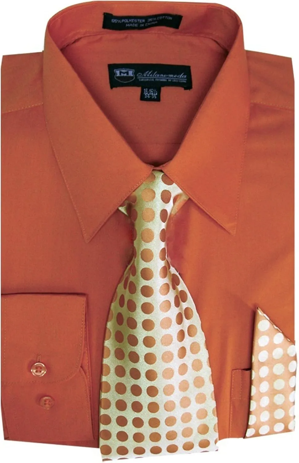 Men's Long Sleeve Dress Shirt with Matching Tie and Handkerchief SG21A