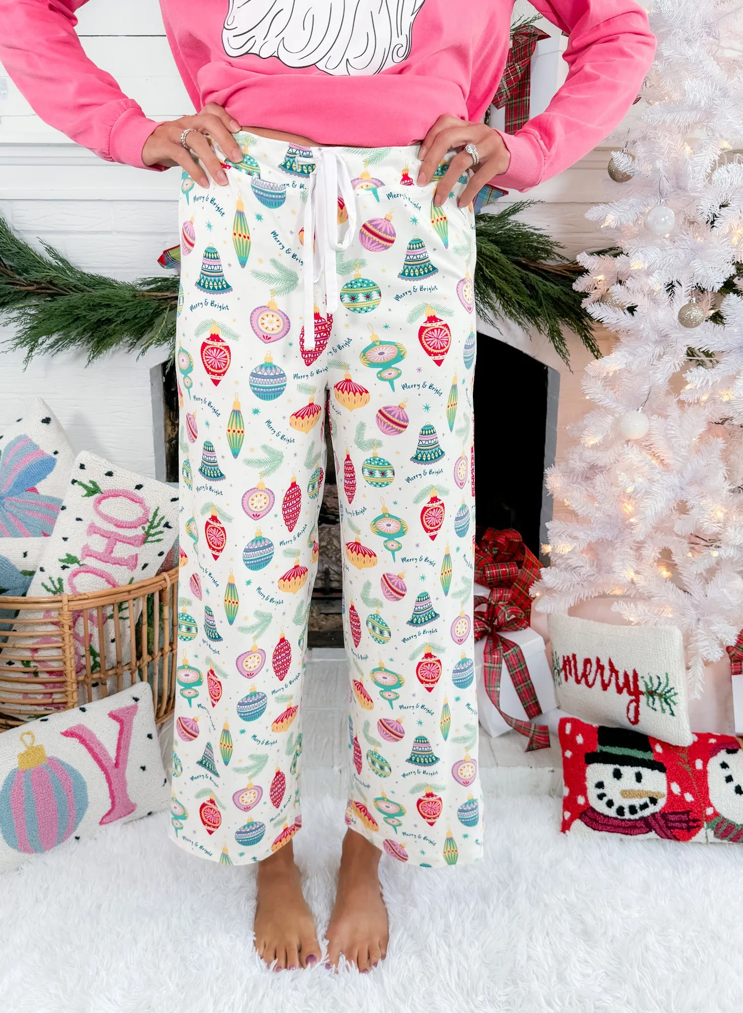 Merry   Bright Ornaments Pajama Pants