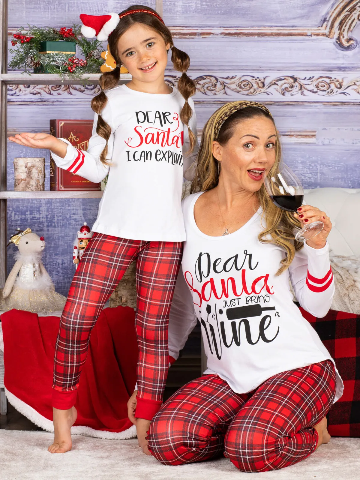 Mommy and Me Dear Santa Pajama Set