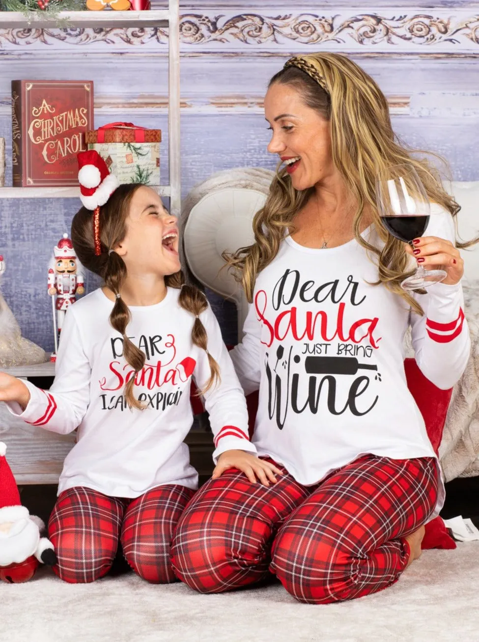 Mommy and Me Dear Santa Pajama Set